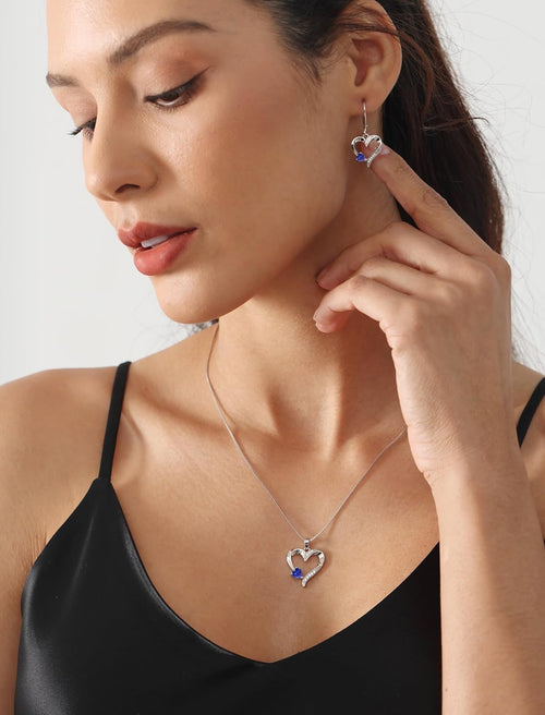 Heart Dangle Earrings 925 Sterling Silver Drop Earrings Birthstone Leverback Jewelry for Women