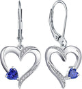 Heart Dangle Earrings 925 Sterling Silver Drop Earrings Birthstone Leverback Jewelry for Women