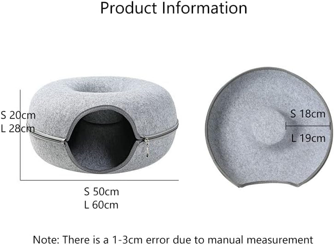 Donut Cat House Pet Cat Tunnel Interactive Game Toy Cat Bed Dual-Use Indoor Toy Kitten Sports Equipment Cat Training Toy Cat House (L,Black)
